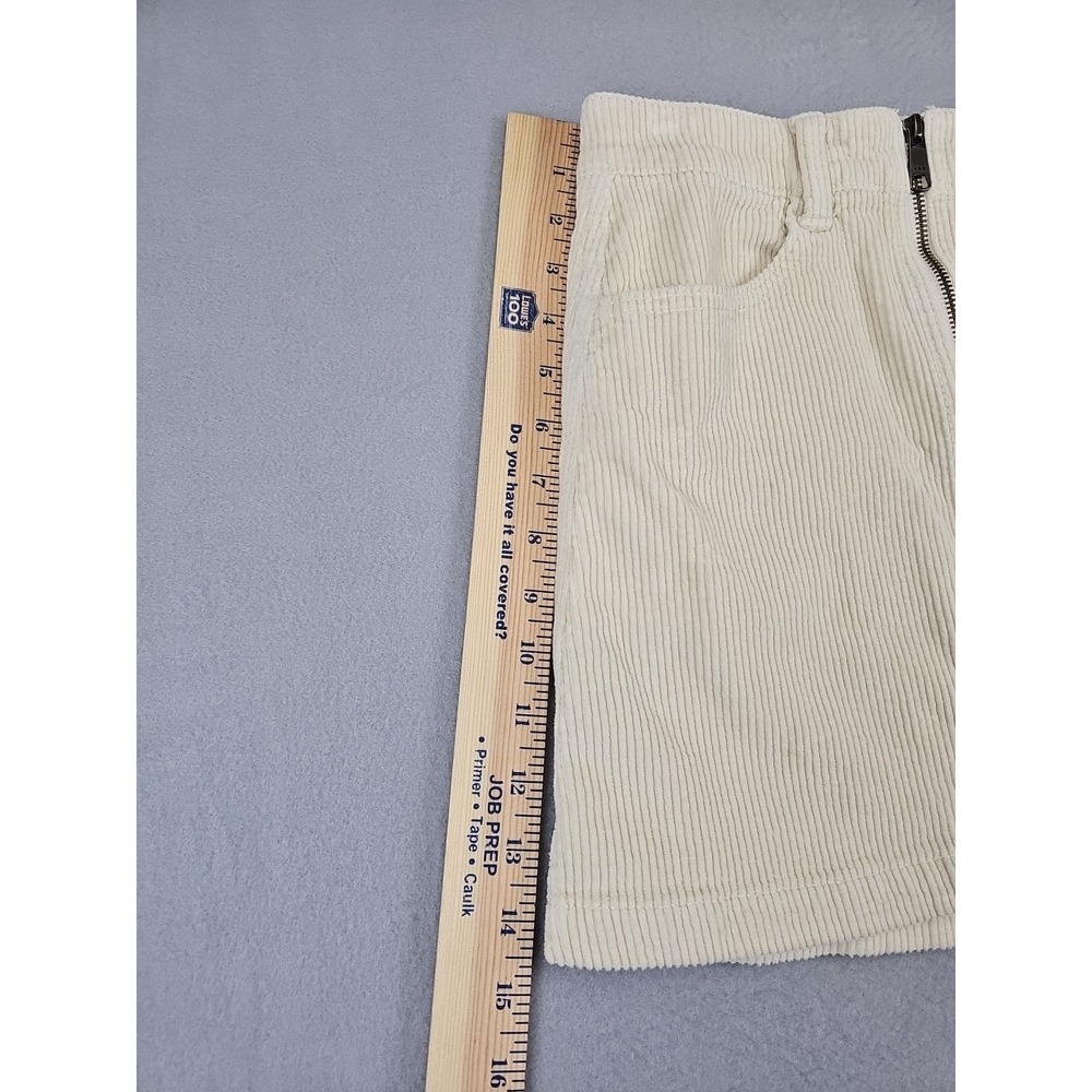 American Eagle Super Stretch Corduroy Mini Skirt Size 00 Cream Full Zip - Picture 2 of 7